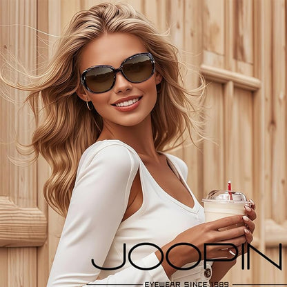 Joopin Big Womens Sunglasses Polarized Trendy Sun Glasses Large Rectangle UV Protection Rhinestone Sunnies