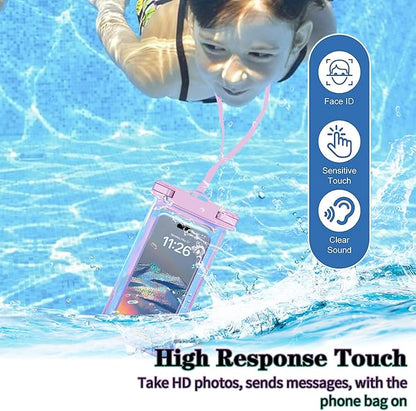 2 Pack Iridescence Universal Waterproof Phone Pouch, Large Phone Waterproof Case Dry Bag (Protection Level: IP68) Outdoor Sports for Apple iPhone,Samsung,and up to 7.5" (Iridescence 2 Pack)