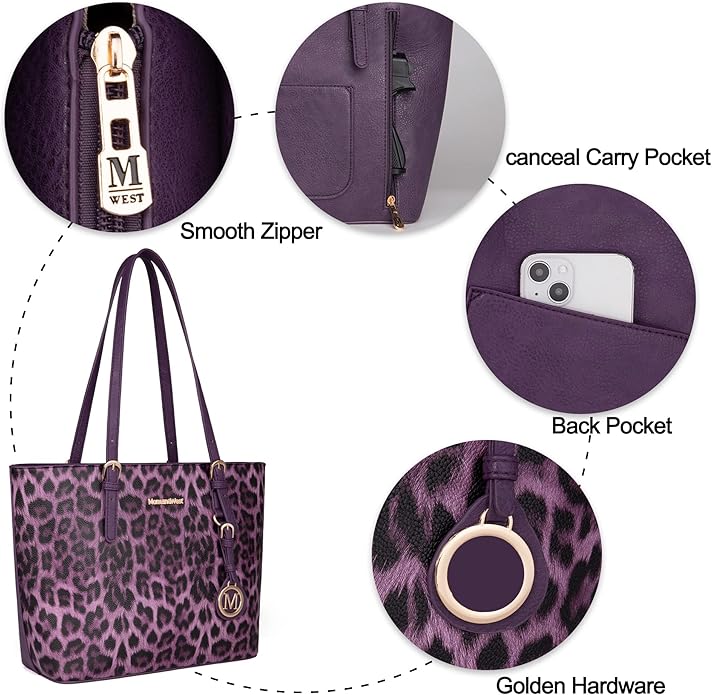 Montana West Purses for Women Tote Bag 3Pcs Set Leopard Print Satchel Handbags