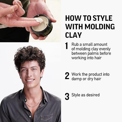 American Crew Men's Hair Molding Clay (OLD VERSION), Like Hair Gel with High Hold with Medium Shine, 3 Oz (Pack of 1)