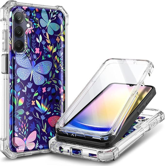 Designed for Samsung Galaxy A25 5G Case, Slim Stylish Full-Body Protective Shockproof Rugged Bumper Cover with Built-in Screen Protector (Butterfly)
