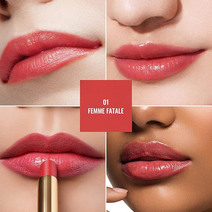 Oulac Moisturizing Shine Lipstick For Women Christmas Set 2PCS, 2 in 1 Tinted Lip Balm for Winter, Hydrated Juicy and Glossy Lip Color for Dry, Cracked and Chapped Lips, Vegan [01+16]