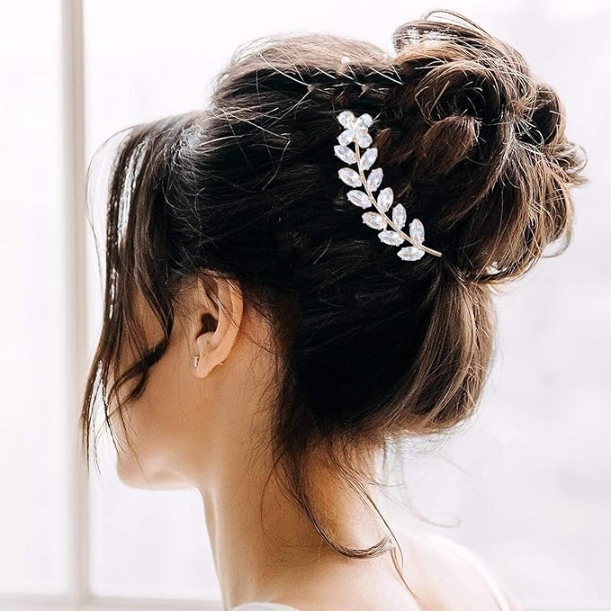 2PCS Rhinestone Hair Pins, Crystal Hair Clips, Handmade Cute Hair Barrettes, Hollow Geometric Hairpins, Elegant Metal Hairpin Hair Accessories Headwear Styling Tools, Gifts for Women Girls (TypeC)
