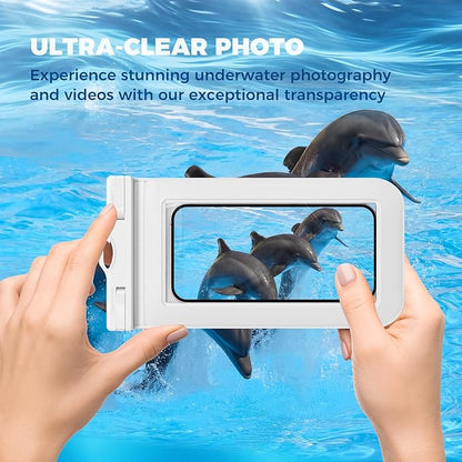 2 Pcs Waterproof Phone Pouch Case Up to 7.2", Floating Universal IPX8 Water Proof Cell Phone Dry Bag for iPhone 16 15 14 13 12 11 Pro Max XR XS SE 2022, Outdoor Sports, Black+White