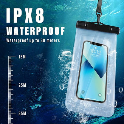 2 Pcs Waterproof Phone Pouch, Universal IPX8 Waterproof Phone Case for iPhone 16 15 pro max 14 13 12 11 Plus XS XR Samsung S24 S23 up to 6.8'', Water Proof Dry Bag for Swimming Kayak Beach Vacation