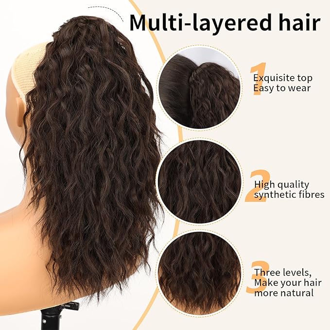 ORSUNCER Ponytail Extension 18" Curly Pony Tail Clip in Claw Ponytail Fluffy Natural Looking Synthetic Hairpiece for Women
