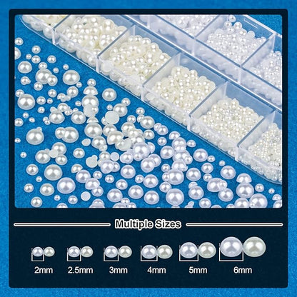 Nail Art Rhinestone Glue Gel&2 Boxes Flatback Gems Kit, 1 Tube of 15ml Rhinestone Gel Glue+Round AB&Clear Gems+Flat-Back Half Round White&Beige Pearls with Pickup Tools