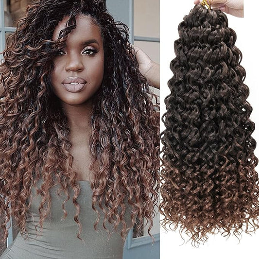 8 Packs Curly Crochet Hair GoGo Curl Crochet hair for Women Deep Wave Braiding hair,Synthetic Bohemian Crochet Braid Water Wave Crochet hair Extensions (1B/30, 18inch)