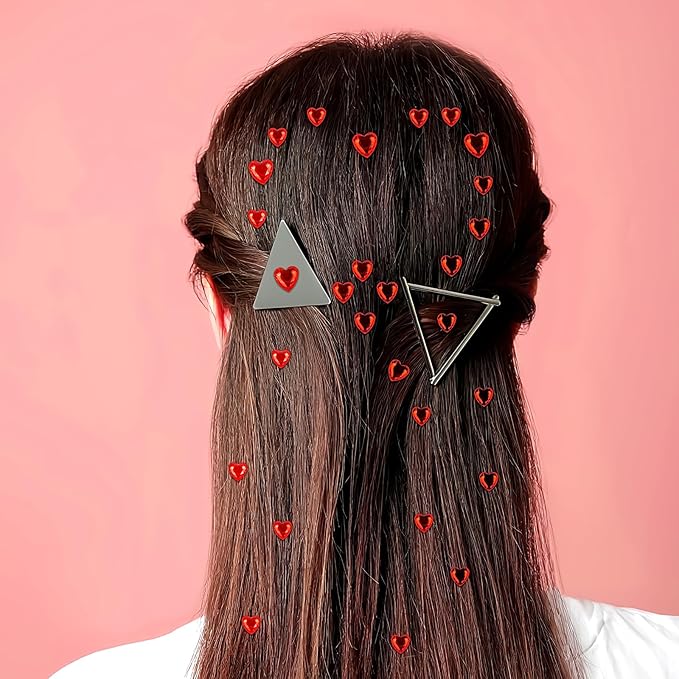 264Pcs Heart Face Gems Love Gems, Self-Adhesive Face Jewels Rhinestones 5/7/10 mm DIY Face Gems Stick on, Valentine Makeup Gems Rave Accessories for Face Eyes Hair Makeup Body, Crafts (red)