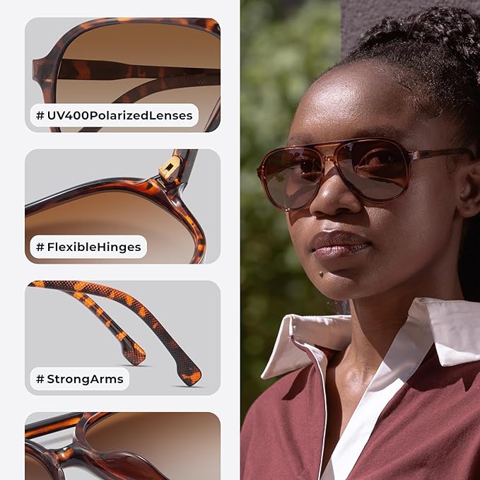 livho Trendy Polarized Aviator Sunglasses Women Men, Retro Sun Glasses for Women Men 2025, Oversized UV Protection Shades
