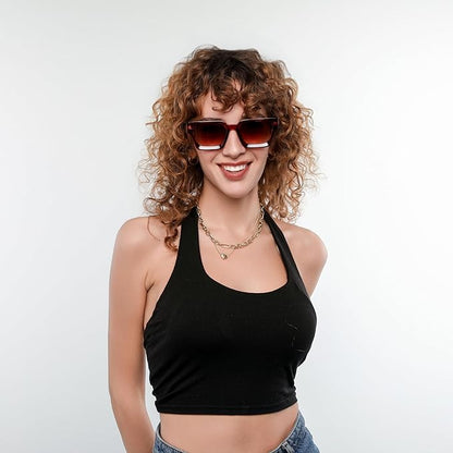 FEISEDY Retro 90s Square Sunglasses for Women Men Trendy Chunky Rectangle Sunglasses UV400 Protection B2385