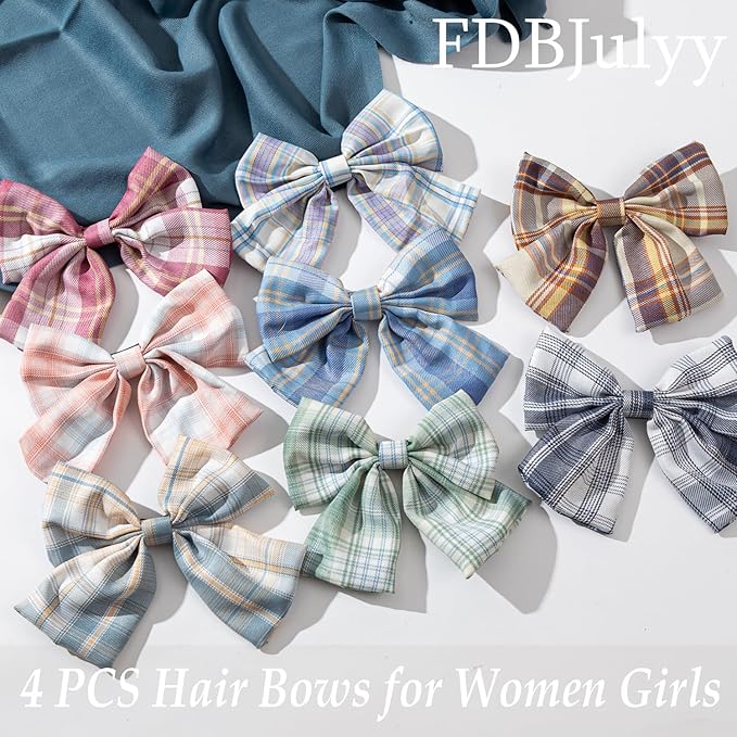 8 PCS Hair Bows for Womens Girls,Bow-knot Hair Clips for Women Thick Hair & Thin Hair,Big Bows Hair Clips,Nonslip Bow Claw Clips for Womens