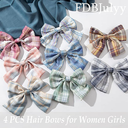 8 PCS Hair Bows for Womens Girls,Bow-knot Hair Clips for Women Thick Hair & Thin Hair,Big Bows Hair Clips,Nonslip Bow Claw Clips for Womens