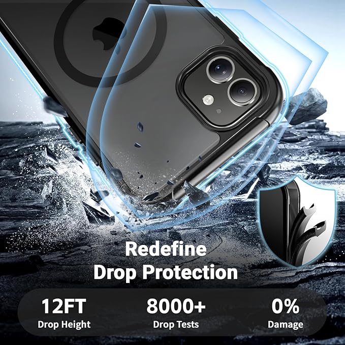 for iPhone 11 case, [Compatible with MagSafe][Military Grade Drop Protection][Heavy Duty Protection][Non-Slip][Shockproof] with 2-Layer Durable Bumper Phone Case 6.1''-Black