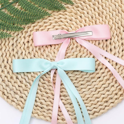 HairBows for Women & Girls, 16 PCS Ribbon Hair Bow with Long Tail Bowknot Hair Clips, Hair Barrettes with Bow Accessories