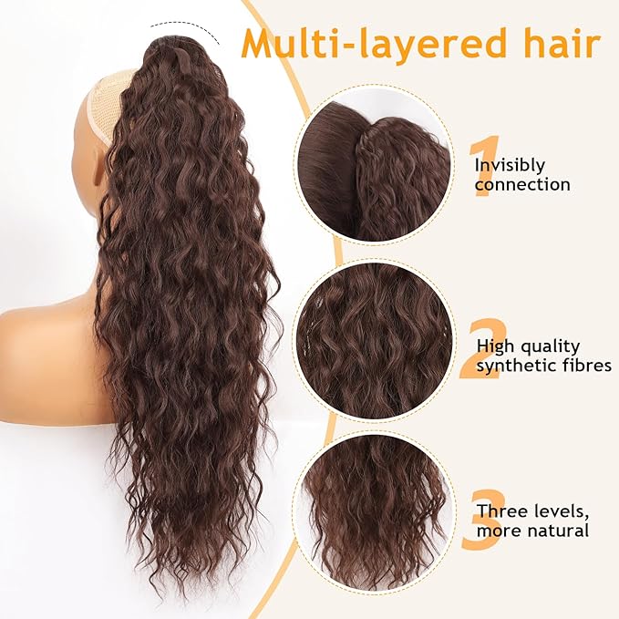 ORSUNCER Ponytail Extension Claw 26" Curly Pony Tail Clip in Claw Hair Extensions Fluffy Natural Looking Synthetic Hairpiece for Women