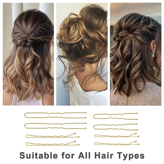 250 Pcs Hair Pins Bobby Pins Blonde Hair with Storage Box, Wavy Bobby Pins 2inch 2.4inch, U Shaped Hair Pins 2inch 2.8inch, Suitable for All Hair Types, Hair Clips Hair Pin for Women and Girls