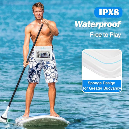 MoKo Waterproof Phone Pouch Pack, Floating Large Capacity Dry Bag for Kayaking Snorkeling Swimming, Compatible with iPhone 15 14 13 12 11 Pro Max X/Xr/Xs Max, Galaxy S23 Ultra/Note 20 Ultra, White