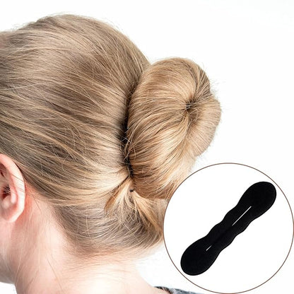 2pcs Hair Bun Maker for Women, Non-Slip Shaper Curler, Lazy Sponge Updo Styling Accessories for Long Thin Curly Straight Wavy Hair - Black