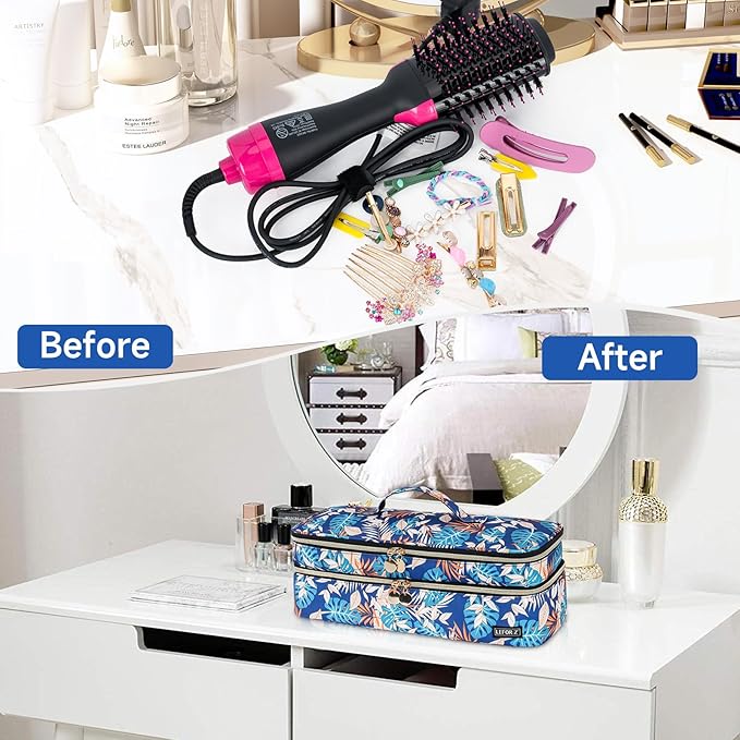 Double-Layer Travel Carrying Case Bag Comapatible with Revlon One-Step Hair Dryer Brush/Volumizer/Styler/Hot Tools/Shark FlexStyle/Dyson Airwrap Styler and Attachment,Colorful(Bag Only)