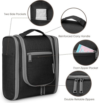 Narwey Small Hanging Travel Toiletry Bag Cosmetic Make up Organizer for Women and Men (Medium, Black)