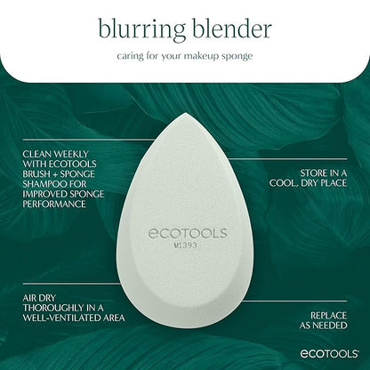 EcoTools Blurring Blender Makeup Sponge, Makeup Blending Sponge For Blurred Skin, For Liquid & Cream Foundation, Cloud Coverage Memory Foam, Eco Friendly, Latex Free, Cruelty-Free & Vegan 1 Count