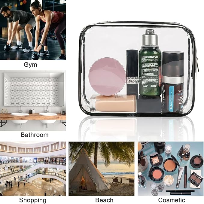 18 Pieces Clear Cosmetics Bag Bulk, TSA Approved Toiletry Bag for Travel, Clear PVC Zippered Cosmetic Makeup Pouch, Waterproof Vinyl Plastic Organizer Case for Vacation Bathroom (Small)