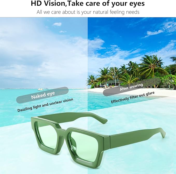 FEISEDY Retro 90s Square Sunglasses for Women Men Trendy Chunky Rectangle Sunglasses UV400 Protection B2385
