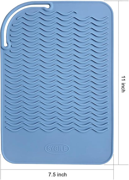 11" X 7.5" Large Heat Resistant Silicone Mat for Hair Styling Tools, Hair Straightener Pad, Curling Iron Mat, Flat Iron Mat, Hot Iron Holster Pad Counter Cover for Travel Vanity Salon