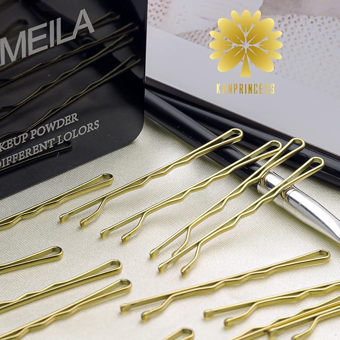 100PCS 2Inches Hair Pins Kit Hair Clips Secure Hold Bobby Pins Hair Clips for Women Girls and Hairdressing Salon With Clear Storage Box(Gold)