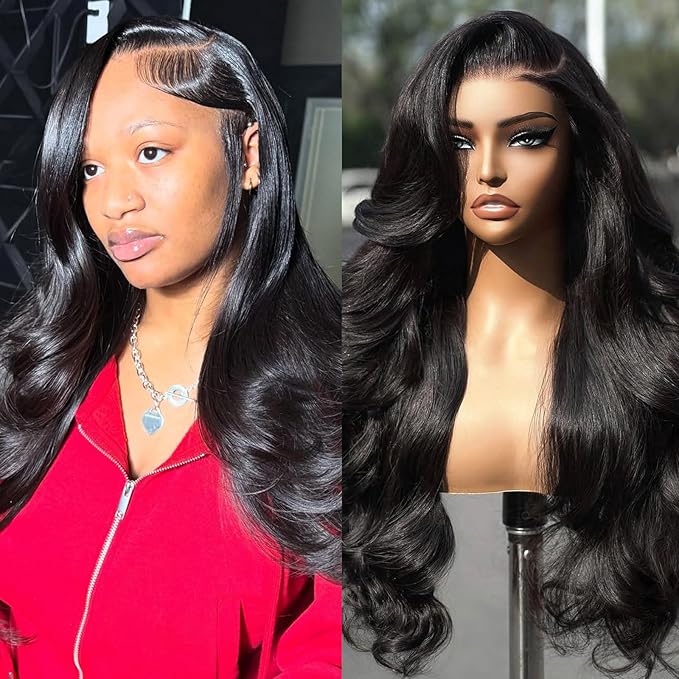 200 Density 13x4 Body Wave Lace Front Wigs Human Hair HD Frontal Wig Human Hair Pre Plucked Body Wave for Black Women 22 Inch Natural Color