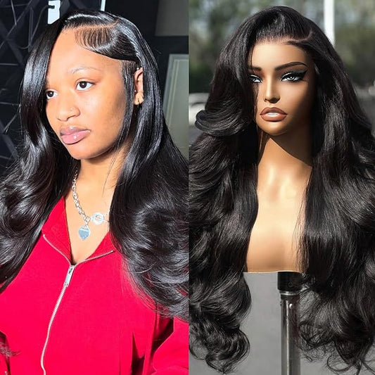 200 Density 13x4 Body Wave Lace Front Wigs Human Hair HD Frontal Wig Human Hair Pre Plucked Body Wave for Black Women 22 Inch Natural Color