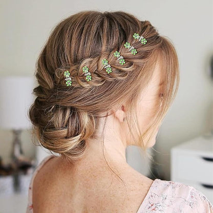 65PCS Mini Flower Hair Clips with Rhinestone Mini Glitter Teeth Rhinestone Flower Hair Accessories - No-Slip Grip Metal Jaw Clamps for Girls Women (Silver-Green Crystal)
