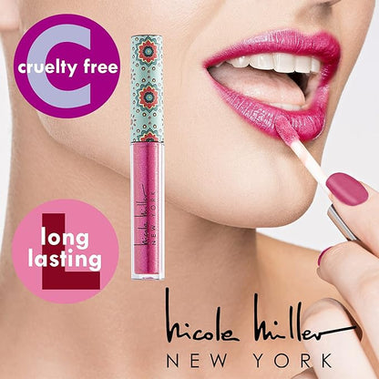 Nicole Miller Lip Gloss Collection Shimmery Glosses for Women and Girls Long Lasting Color Set with Rich Varied Colors, Pink Glossy, 10 Count (Pack of 1)