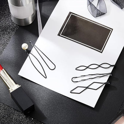 10 Pieces Geometric Metal Hair Clips and Barrettes - Minimalist Hair Accessories for Women and Girls, Wedding, and Styling (Black)