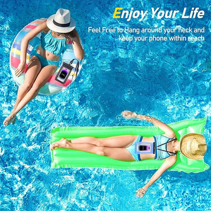 2 Pack Waterproof Phone Pouch Floating Large Waterproof Cellphone Dry Bag Case for iPhone 16 15 14 13 12 11 Pro Max XS XR X Galaxy S20-S24 Up to 7", PVC IPX8 Underwater HD Touch Phone Protector