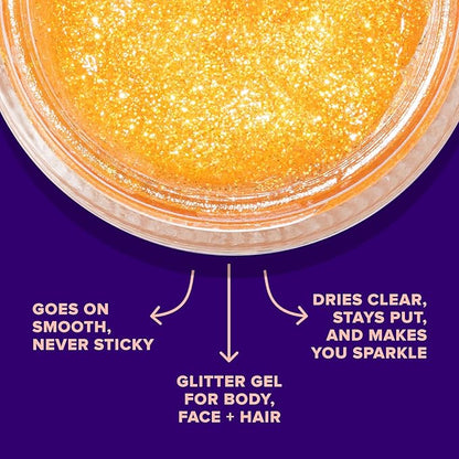 Unicorn Snot Face & Body Glitter - Cosmetic-Grade Holographic Glitter Gel - Makeup for Festivals, Raves, Anime Cosplay - Safe for Face, Easy Application & Removal, 1.7oz Orange (Fire)