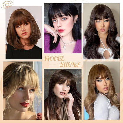 NAYOO Bangs Hair Clip in Bangs 100% Real Human Hair Extensions French Bangs Clip on Air Bangs for Women Hairpieces Curved Bangs (Blonde)