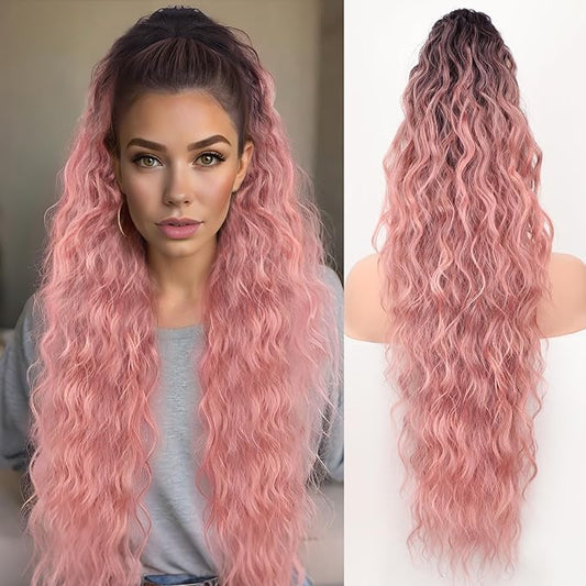 ORSUNCER Ponytail Extension Claw 30" Curly Pony Tail Clip in Claw Hair Extensions Fluffy Natural Looking Synthetic Hairpiece for Women