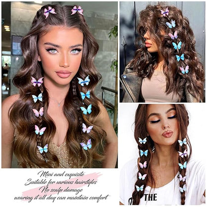 20Pcs Moving Glitter Hair Clips, Fairy Hair Accessories for Women and Teens, Colorful 90s Clips (Blue)