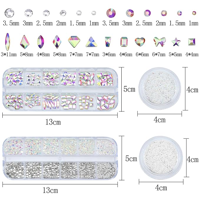4 Boxes Nail Rhinestones Flatback Rhinestones Nail Charms Multi Shaped Crystals Nails Gems and Rhinestone Jewels Supplies Luxurious Accessories for Women Nails Decorations