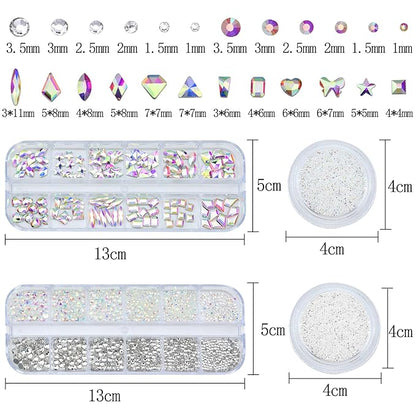 4 Boxes Nail Rhinestones Flatback Rhinestones Nail Charms Multi Shaped Crystals Nails Gems and Rhinestone Jewels Supplies Luxurious Accessories for Women Nails Decorations