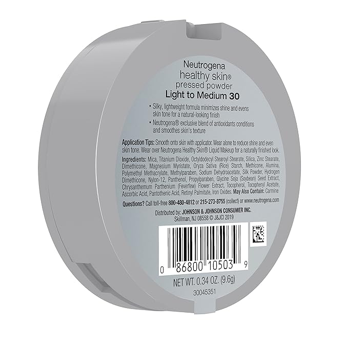 Neutrogena Healthy Skin Pressed Makeup Powder Compact with Antioxidants & Pro Vitamin B5, Evens Tone, Minimizes Shine & Conditions, Light to Medium 30.34 oz (Pack of 2)