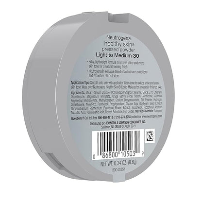 Neutrogena Healthy Skin Pressed Makeup Powder Compact with Antioxidants & Pro Vitamin B5, Evens Tone, Minimizes Shine & Conditions, Light to Medium 30.34 oz (Pack of 2)