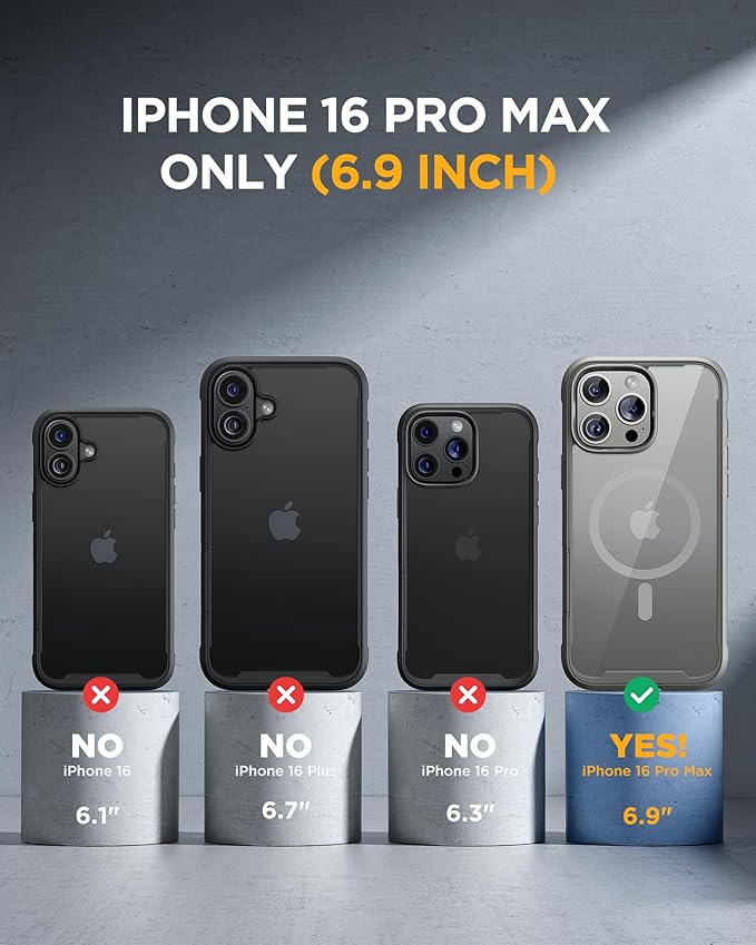 Miracase for iPhone 16 Pro Max Case 6.9'', [Bubble Free] Full-Body Bumper Phone case with Built-in Full Glass Screen &Lens Protector,Compatible with MagSafe,Drop Proof 16 Pro Max Cover,Titianium