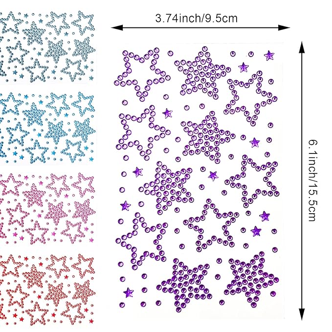 10 Sheets Face Gems Face Jewels, Self-Adhesive Hair Gems, 5 Different Types of Face Rhinestones Stickers for Face, Hair, Makeup, Body, Crafts, Festival Decal Decor