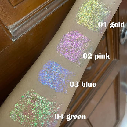 Light Purple Face Glitter Gel,Mermaid Body Glitter Gel,Singer Concerts Music Festival Rave Accessories,Self-Adhesive Sequins Glitter Body Hair Makeup,Sparkling Chunky for Women(Yellow) 50ML