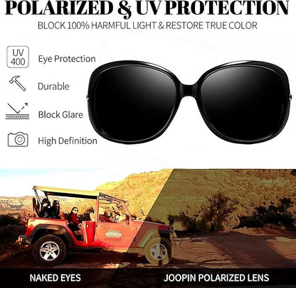 Joopin Big Womens Sunglasses Polarized Trendy Sun Glasses Large Rectangle UV Protection Rhinestone Sunnies