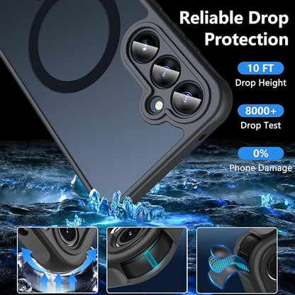 For Samsung Galaxy S23 FE Case 6.4'', Magnetic Galaxy S23 FE Case Compatible with Magsafe with Screen Protector [Military-Grade Protection] Shockproof Phone Case Samsung S23 FE Protective Cover, Black