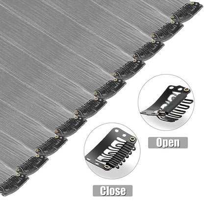 12 PCS Grey Hair Extensions Clip in, 22 Inch Colored Hair Extensions Party Highlights Long Straight Synthetic Hairpieces for Women Kids Girls Cosplay